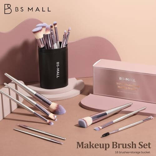 BS-MALL Makeup Brush Set 18 Pcs Premium Synthetic Foundation Powder Concealers Eye shadows Blush Makeup Brushes with black case - 6