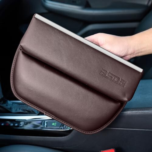 BSDE Car Seat Gap Filler Organizer-Premium Leather Car Seat Storage Box-Fits Between Front Seats-car accessories for women men interior-Stop Drop Car Seat Organizer and Storage for Phones, Cards, Keys - 6