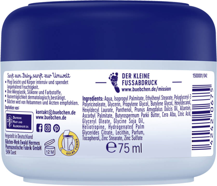 Bübchen Hassas Bebek El ve Yüz Kremi 75 ml - 1