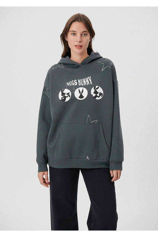 Bugs Bunny Baskılı Gri Sweatshirt 1S10026-70092 - 3