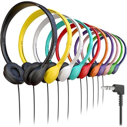 Bulktech Wired On-Ear Leather Headphones with 3.5mm Connector, Bulk Wholesale, 10 Pack, Assorted Colors - 1