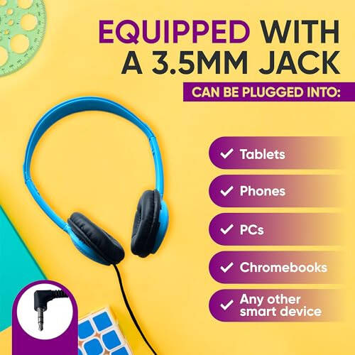 Bulktech Wired On-Ear Leather Headphones with 3.5mm Connector, Bulk Wholesale, 10 Pack, Assorted Colors - 1