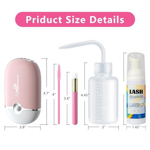 Buqikma Lash Shampoo for Lash Extensions: 2.11Floz Eyelid Cleansing Foams,USB Mini Lash Fan,Bottle Mascara Brush Cleaning Brush Lash Cleaning Kit for Professional & Home Use(Pink) - 11