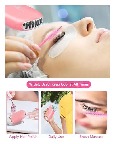 Buqikma Lash Shampoo for Lash Extensions: 2.11Floz Eyelid Cleansing Foams,USB Mini Lash Fan,Bottle Mascara Brush Cleaning Brush Lash Cleaning Kit for Professional & Home Use(Pink) - 3