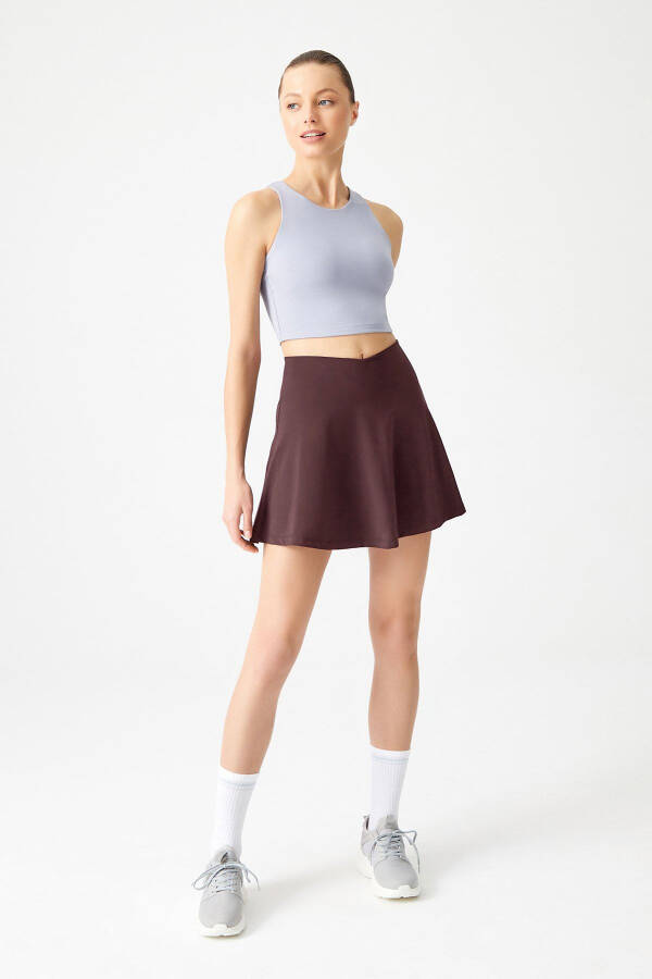 Burgundy 2-Layer Pleated Tennis Skirt - Sports Skirt - 1