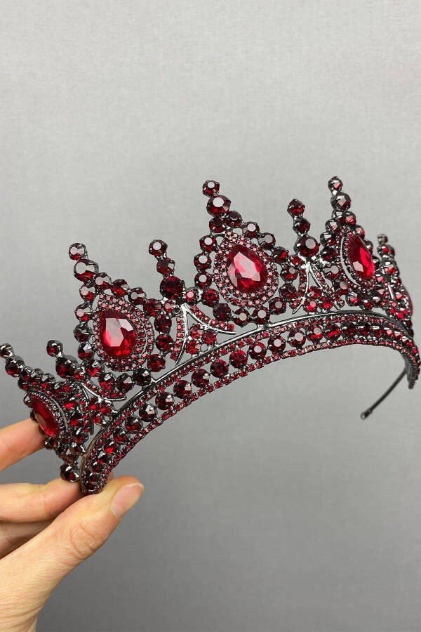 Burgundy Ahu Model Bridal Henna Crown - 5