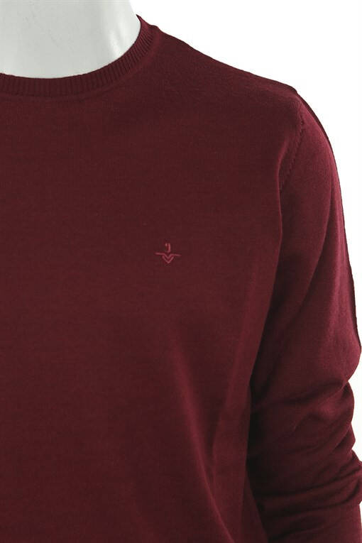 Burgundy Regular Fit Crew Neck Knit Sweater - 10