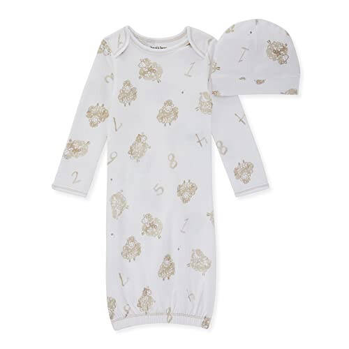 Burt's Bees Baby Baby Girls' Sleeper Gown & Hat Set, One Size, 0-6 Months, 100% Organic Cotton - 1