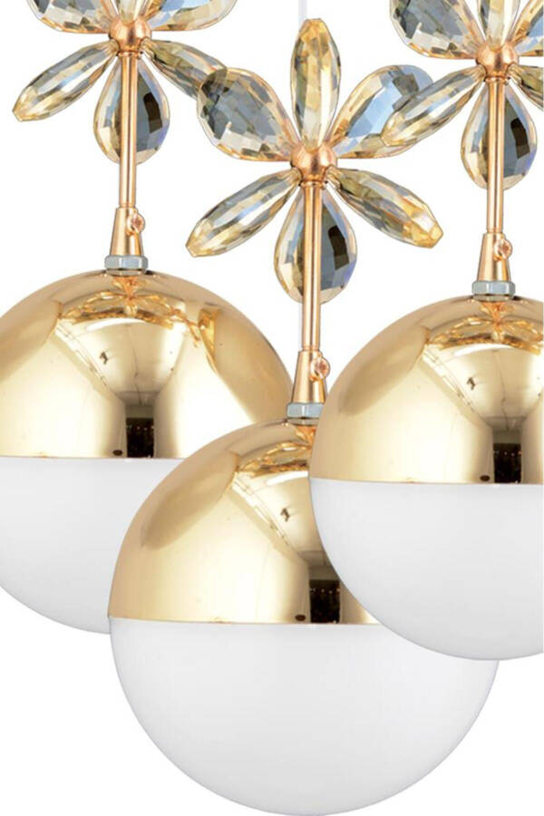 Butterfly 3-Piece Gold 3-Color Tiered Pendant LED Crystal Stone Chandelier - 10