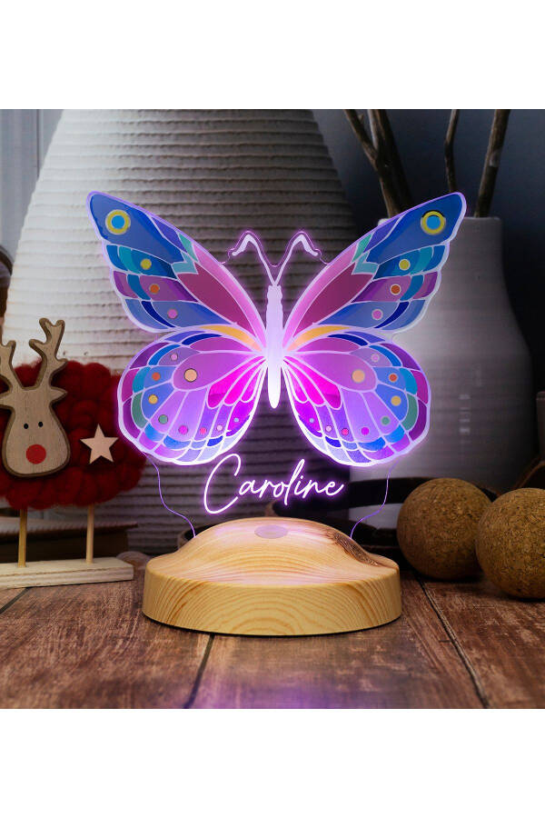 Butterfly Patterned Colorful LED Lamp, Butterfly Design Birthday Gift for Young Girl, Children's Room Lamp - 4