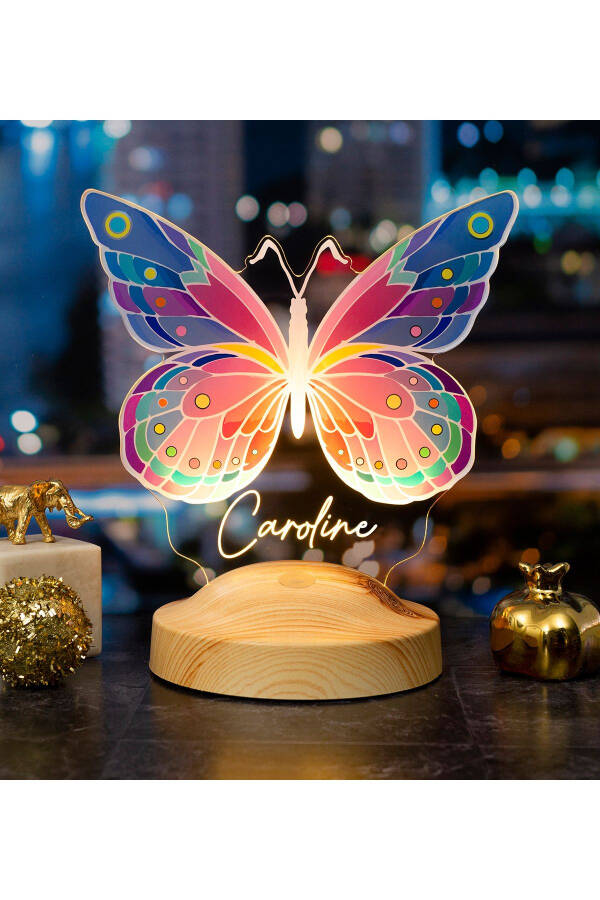 Butterfly Patterned Colorful LED Lamp, Butterfly Design Birthday Gift for Young Girl, Children's Room Lamp - 5