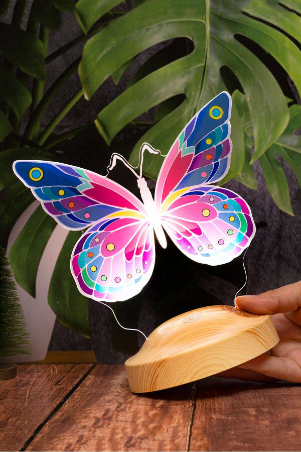 Butterfly Patterned Colorful LED Lamp, Butterfly Design Birthday Gift for Young Girl, Children's Room Lamp - 6