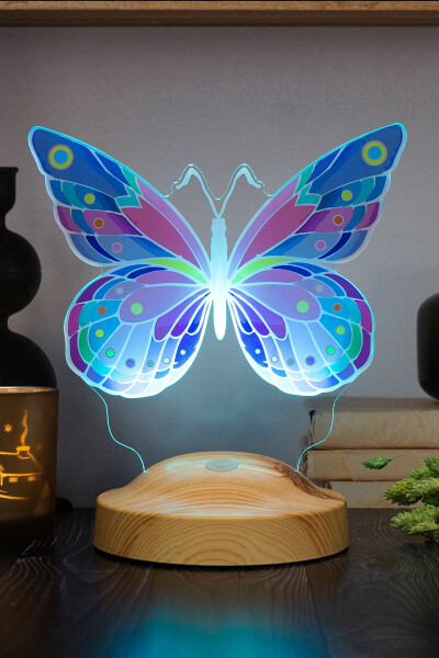 Butterfly Patterned Colorful LED Lamp, Butterfly Design Birthday Gift for Young Girl, Children's Room Lamp - 7