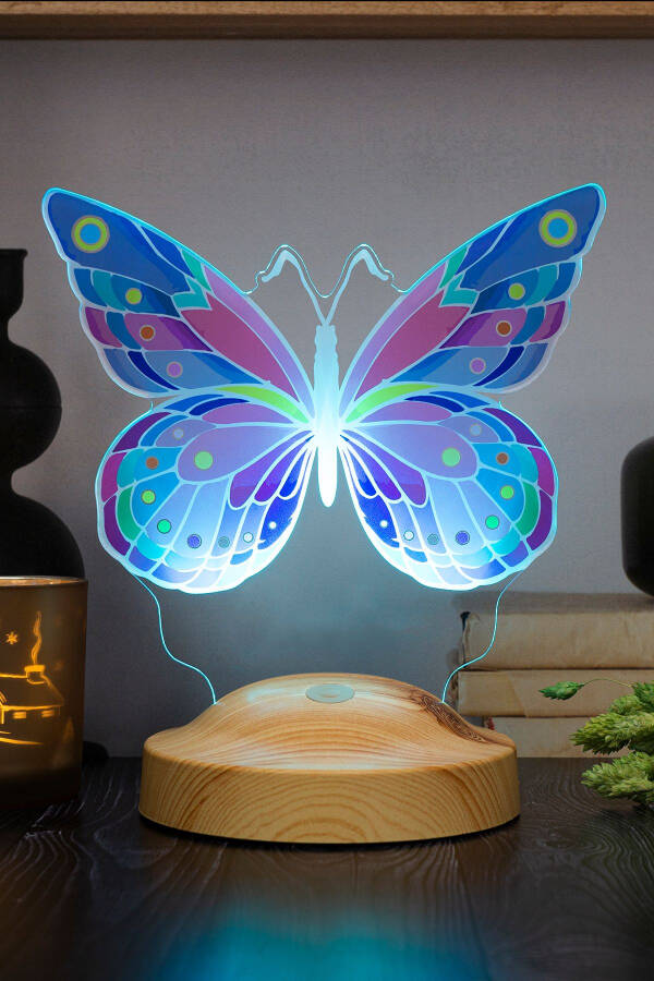 Butterfly Patterned Colorful LED Lamp, Butterfly Design Birthday Gift for Young Girl, Children's Room Lamp - 7