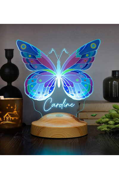 Butterfly Patterned Colorful LED Lamp, Butterfly Design Birthday Gift for Young Girl, Children's Room Lamp - 1