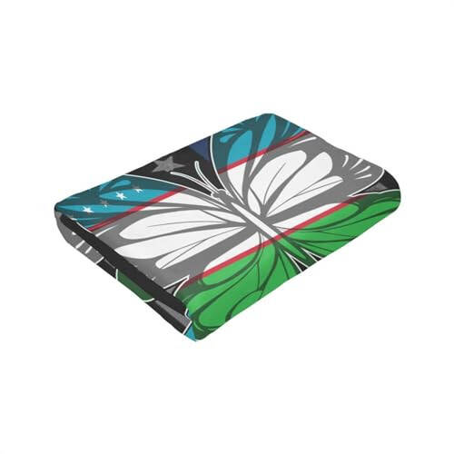 Butterfly Uzbekistan Uzbekistan Flag Throw Blanket 50X40in Warm Super Soft Flannel Blankets for Bed Sofa Great Gift - 6