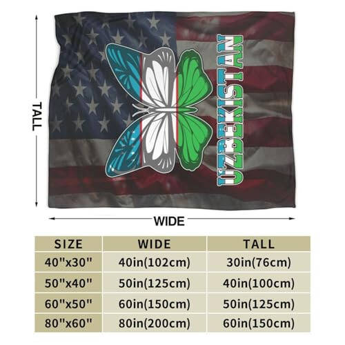 Butterfly Uzbekistan Uzbekistan Flag Throw Blanket 50X40in Warm Super Soft Flannel Blankets for Bed Sofa Great Gift4 - 4