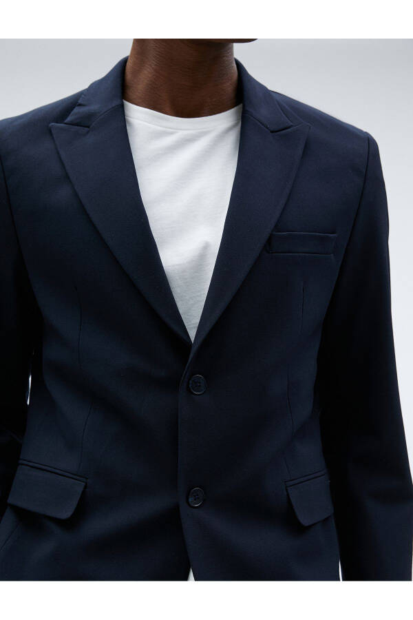 Button Detailed Slim Fit Blazer Jacket - 5