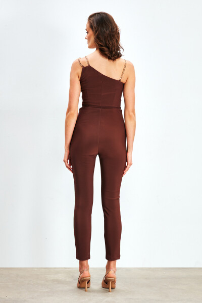 Button Detailed Trousers - COFFEE - 12