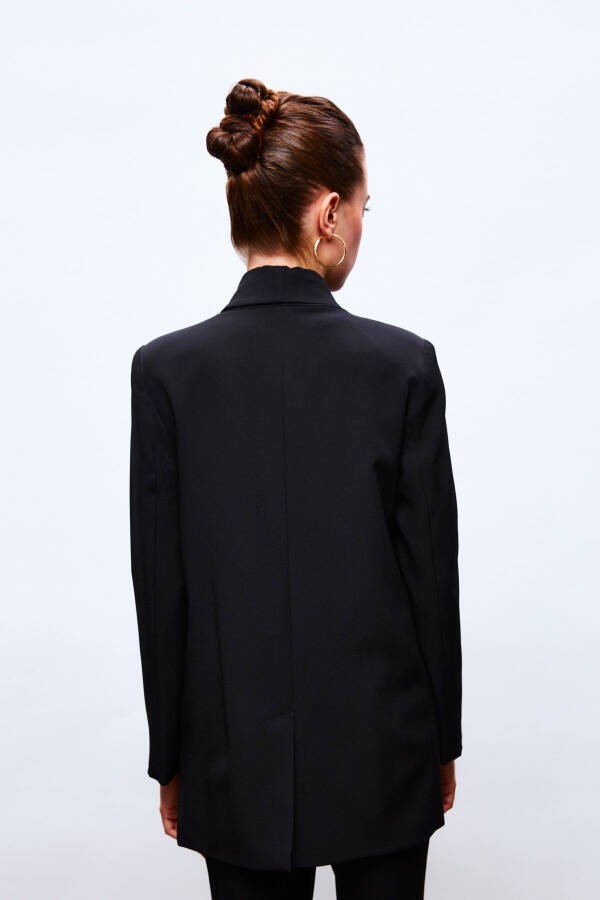 Button Detailed Wrap Jacket - BLACK - 5