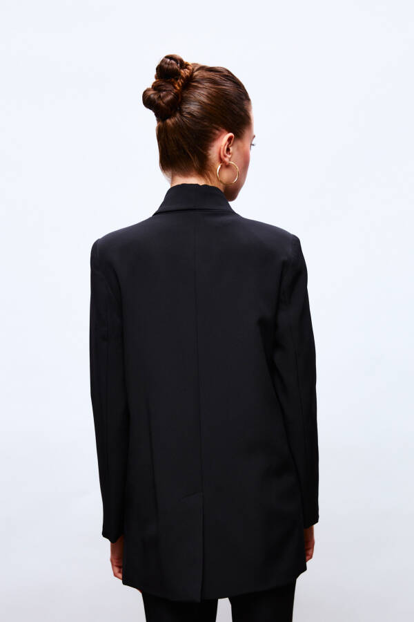 Button Detailed Wrap Jacket - BLACK - 10