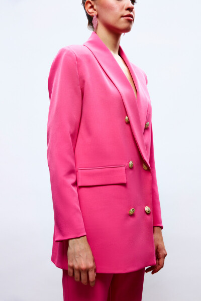 Button Detailed Wrap Jacket - PINK - 7