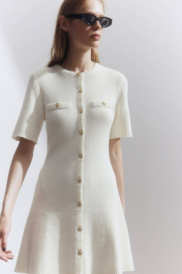 Button-front, ribbed knit dress - 1