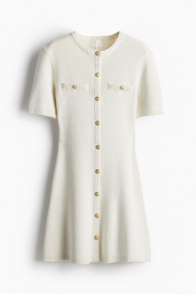 Button-front, ribbed knit dress - 3