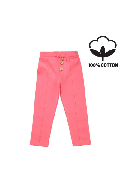 Buttoned Baby Girl Leggings Pink - 1