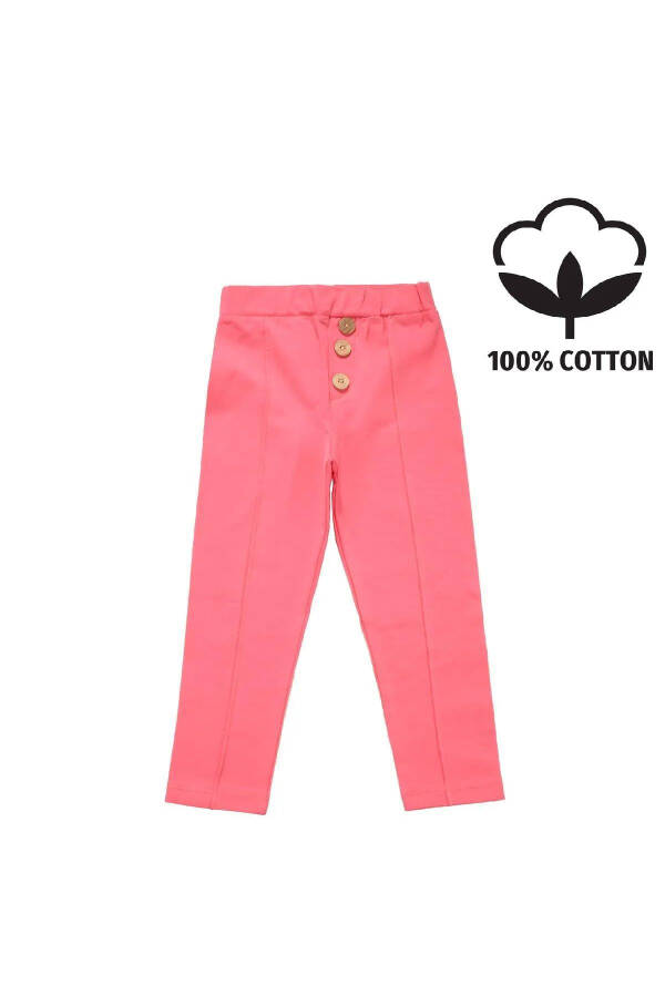 Buttoned Baby Girl Leggings Pink - 1