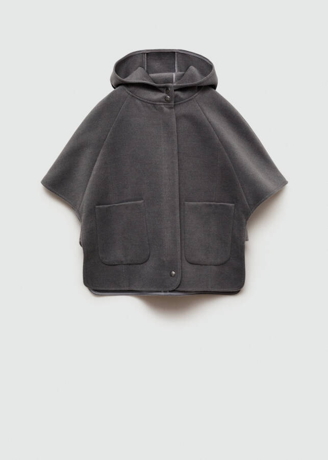 Buttoned grey cape jacket - 2