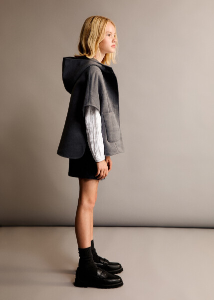 Buttoned grey cape jacket - 4