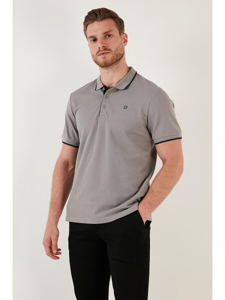 Buttoned Polo Collar Short Sleeve Men's T-Shirt 5902118 - 1