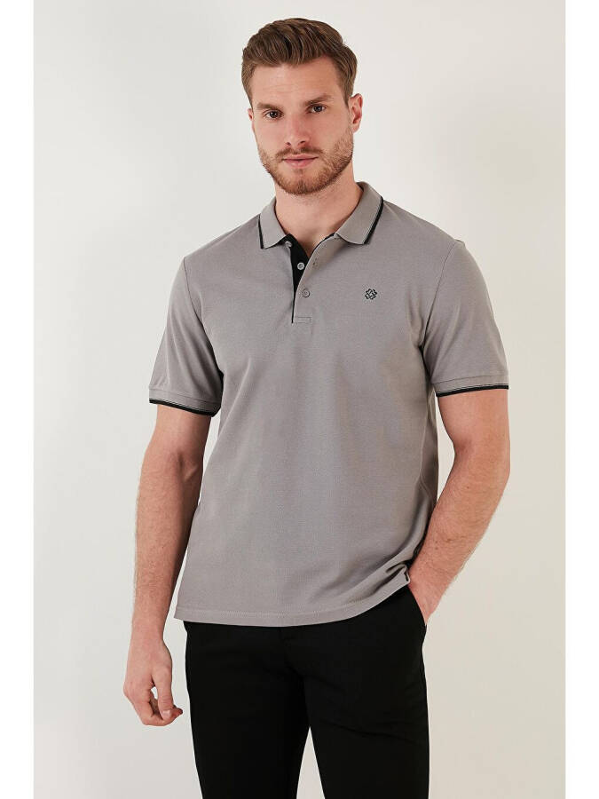 Buttoned Polo Collar Short Sleeve Men's T-Shirt 5902118 - 2