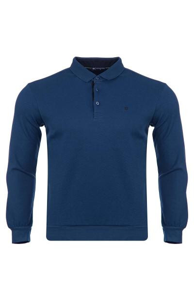 Büyük Beden Klasik Kalıp Polo Yaka Sweatshirt - 4