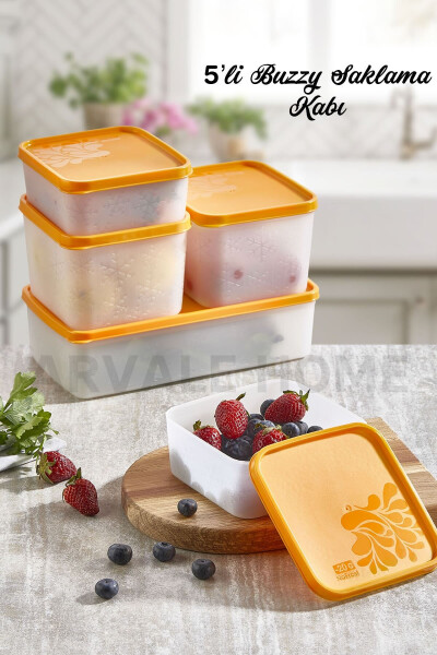 Buzzy Deep Freeze Freezer Compatible Storage Container Set - 5 Piece Set | No Frost Buzzy - 4