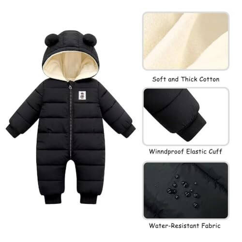 BYFRI Baby Boys Girls Snowsuit Infant Winter Clothes Newborn Hooded Jacket Toddler Jumpsuit Coat - 5