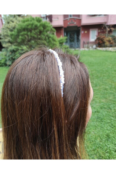 Bym416 Silver Women's Crown Sand Bead Covered Hair Accessory Hair Crown - 4