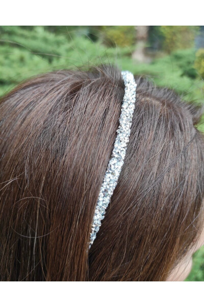 Bym416 Silver Women's Crown Sand Bead Covered Hair Accessory Hair Crown - 6