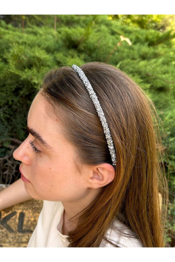 Bym416 Silver Women's Crown Sand Bead Covered Hair Accessory Hair Crown - 1