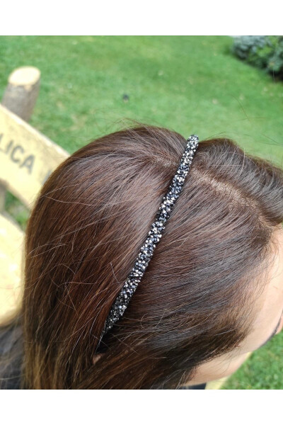 Bym419 Black Sand Bead Crown for Women - Shiny and Comfortable Hair Accessory - 5