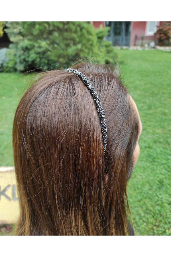 Bym419 Black Sand Bead Crown for Women - Shiny and Comfortable Hair Accessory - 7