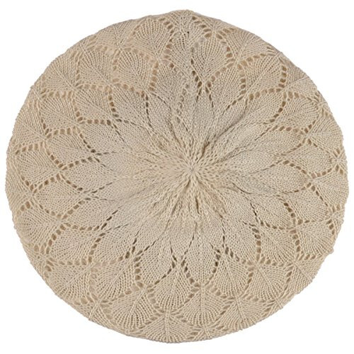 BYOS Chic Parisian Style Soft Lightweight Crochet Cutout Knit Beret Beanie Hat - 25