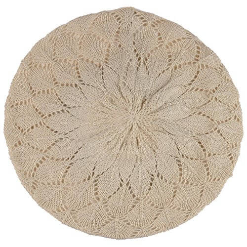 BYOS Chic Parisian Style Soft Lightweight Crochet Cutout Knit Beret Beanie Hat - 25