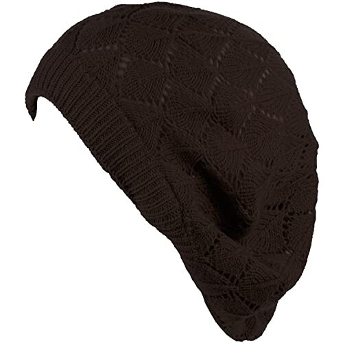 BYOS Chic Parisian Style Soft Lightweight Crochet Cutout Knit Beret Beanie Hat - 20