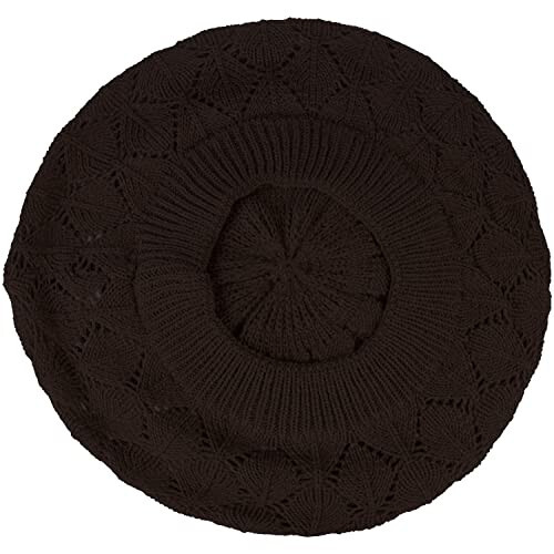 BYOS Chic Parisian Style Soft Lightweight Crochet Cutout Knit Beret Beanie Hat - 22