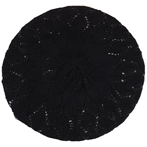 BYOS Chic Parisian Style Soft Lightweight Crochet Cutout Knit Beret Beanie Hat - 17