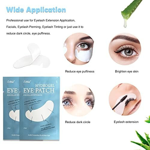 C. ARTIST 100 Pairs V-Shaped 100% Natural Eyelash Extension Under Eye Gel Pads Kit, Hydrogel Eye Patches with Collagen & Aloe Vera, Eyelash Extension Supplies Tools, Lash Tech Supplies - 3