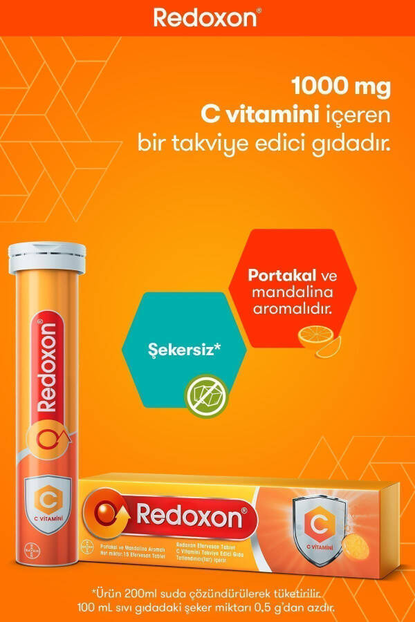 C Vitamini 15 Efervesan Tablet I 1000 Mg C Vitamini O'z ichiga olgan Oziq-ovqat Qo'shimchasi - 2