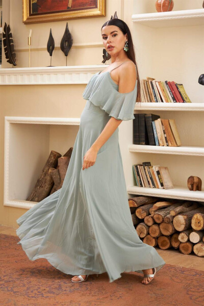 Çağla Strapless Long Evening Dress - 3